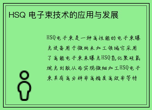 HSQ 电子束技术的应用与发展